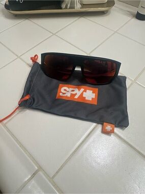 SPY Black Frame Sunglasses with Red Lenses